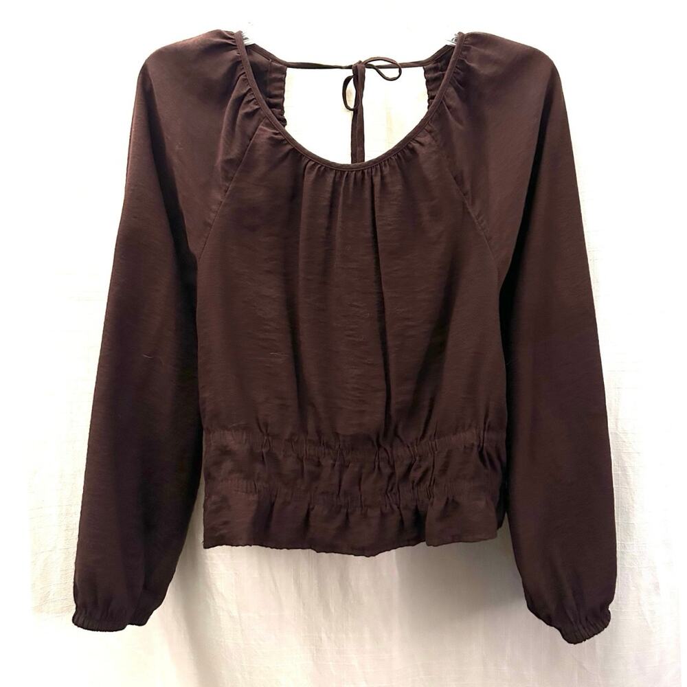 Madewell Brown Long-Sleeve Peasant Blouse